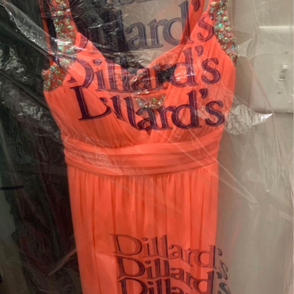 Coral with Sequins long formal gown size M